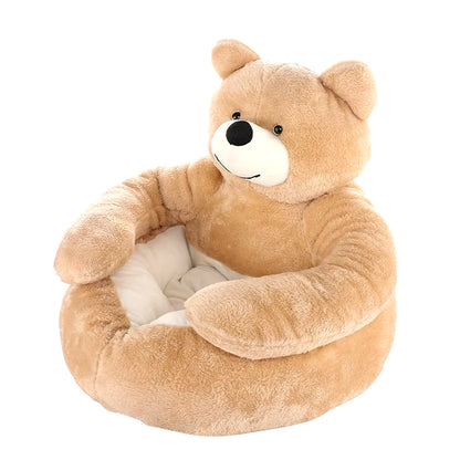 Semi-Enclosed Bear Pet Dog Bed Ultra Soft Cat Bed Detachable Plush Puppy Bed Winter Warm Sleeping Bed Mat Pet Product