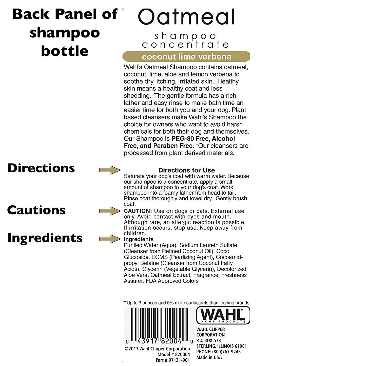 Oatmeal Dog Shampoo Concentrate, Coconut Lim Verbena - Model 820004A